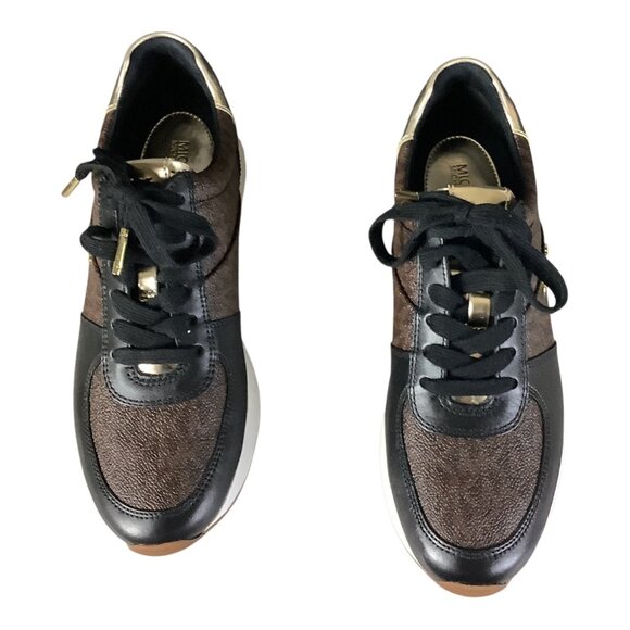 Michael Michael Kors Womens Brown Logo Allie Almond Toe Lace Up Sneakers 7M - Picture 7 of 10